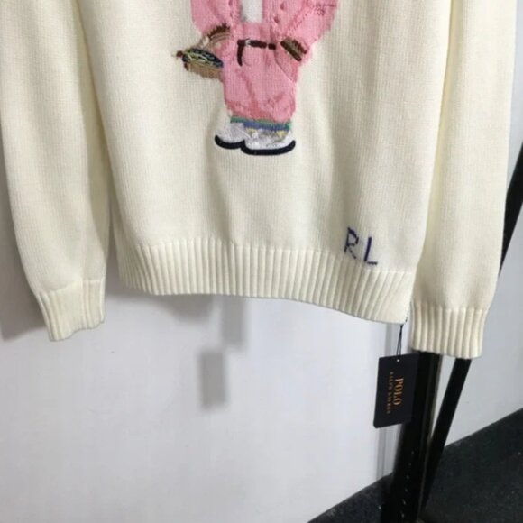 Polo by Ralph Lauren Cream Sweater with Pink Bear Design - Picture 6 of 6